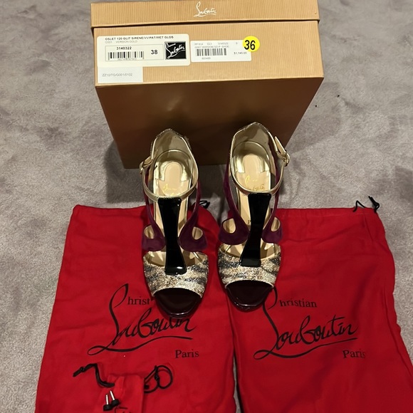 Authentic Christian louboutin oslet 120 sandals heels shoes stilettos size 38 - Picture 12 of 13